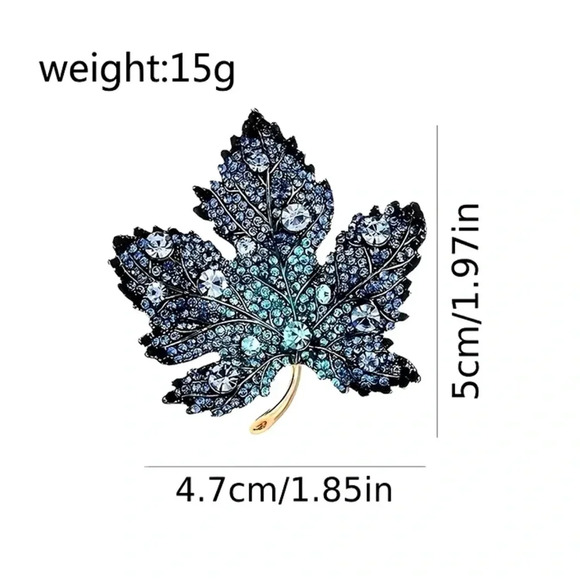 Bria Red Maple Leaf Orange Crystal Brooch - Picture 7 of 7